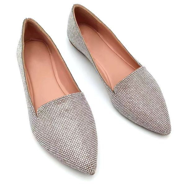 Quality Slip On Flat Ballerina Shoes , Crystal Ballet Flat Round Toe wholesale