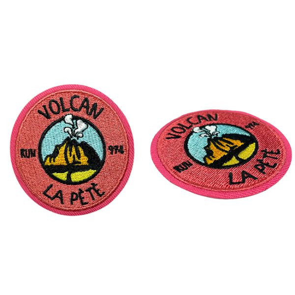 Twill Embossed Iron On Embroidery Patch Round Clothing Patches Polyester Threads