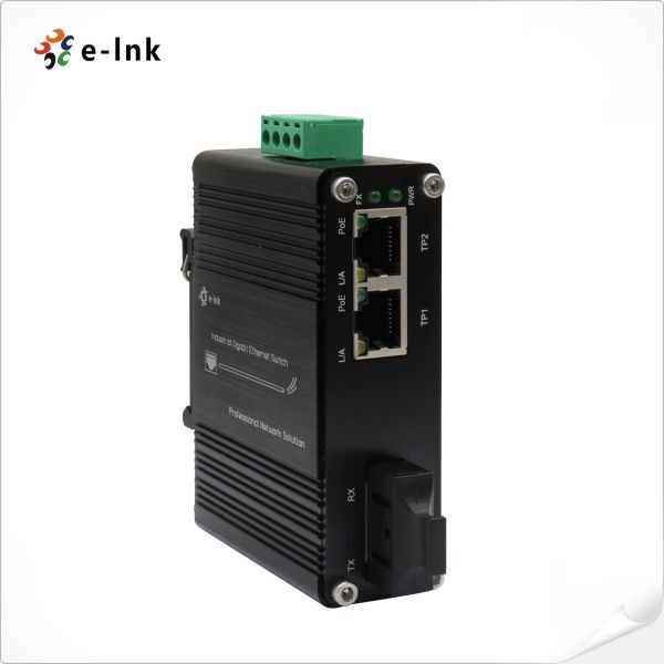 Quality Mini Industrial 1-Port 1000X to 2-Port 10/100/1000X 30W PoE+ Media Converter wholesale