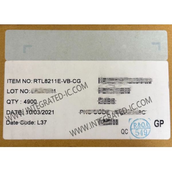 Quality RTL8211E-VB-CG Ethernet IC Integrated 10/100/1000M Ethernet Transceiver QFN48 wholesale