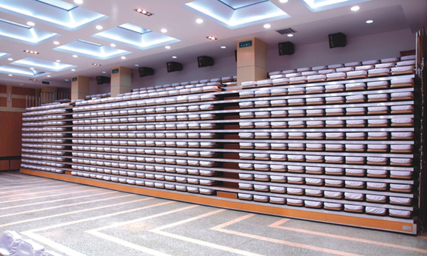 Manual Operation Foldable Telescopic Bleacher Seating Floor Mounted
