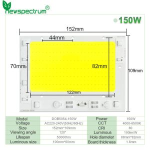 240V Dimming Cob LED Chip 6000K With AC100-240V Voltage 50000hrs Lifespan