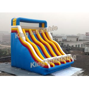 Cheap Blue 2 Lanes 2 Climbs Inflatable Water Slide For Water Sport PVC 8*7m for sale