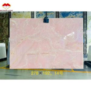 Modern Translucent Crystal Pink Onyx Slab Stone Lamps for Backlit Wall