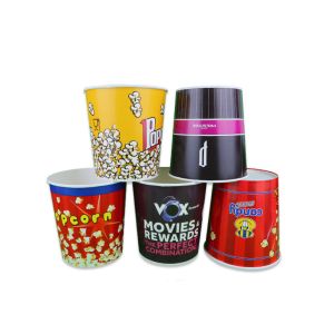 Food Grade Custom Printed Popcorn Buckets Cardboard Cinema Popcorn Holder