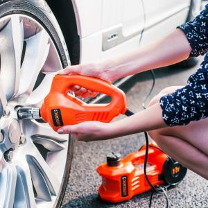 155mm Electric Jack & Impact Wrench Kit Set, 12 Volt Car Jack Kit With Valve