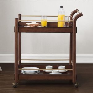 Multi Functional Modern Iron and Wood Trolley Featuring Finest Wooden Cart