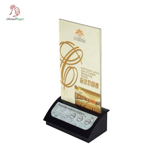 Quality Wireless cheap restaurant table top caller  bell with advertise or table number folder wholesale