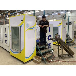 Glass Door R404A Ice Cube Storage Bin With Danfoss Compressor