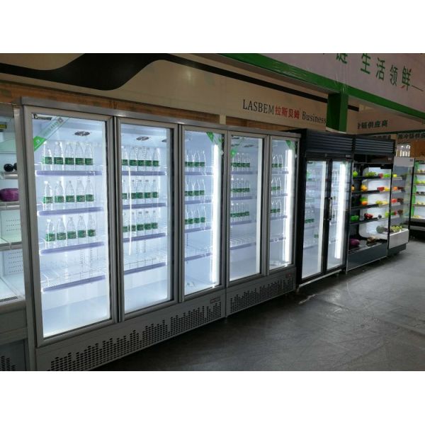 2250L Remote Glass Door Beverage Refrigerator Showcase Champagne White