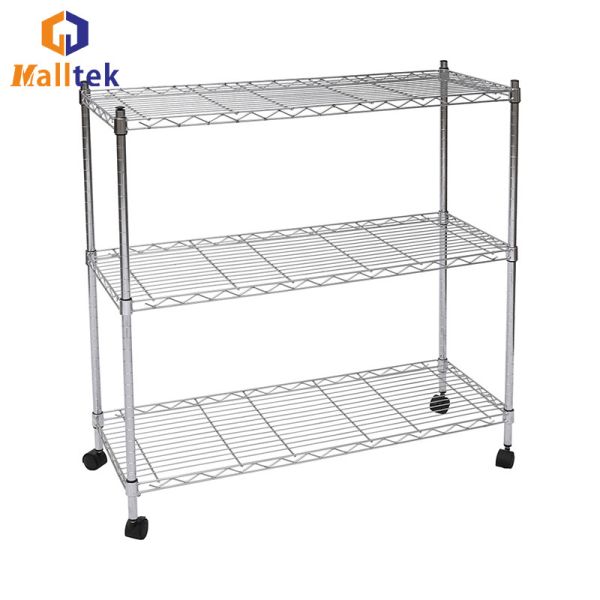Customized Chrome Plated 3 Layers Stainless Steel Wire Shelf Adjustable For