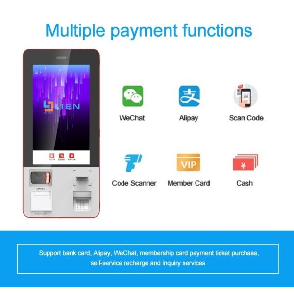 Movie Tickets Printing Wall Mounted Kiosk With Pinpad And NFC Card Reader