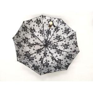 Waterproof Fabric 9 Panels Auto Open Close Umbrella In Black Color With Printed
