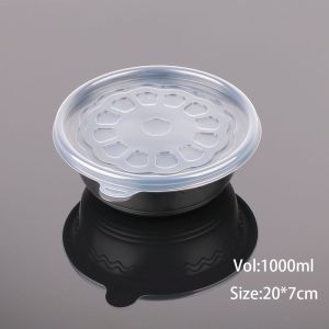 1000ml Round Disposable Plastic Food Box With Lids Soup Noodle Bowls Meal Prep