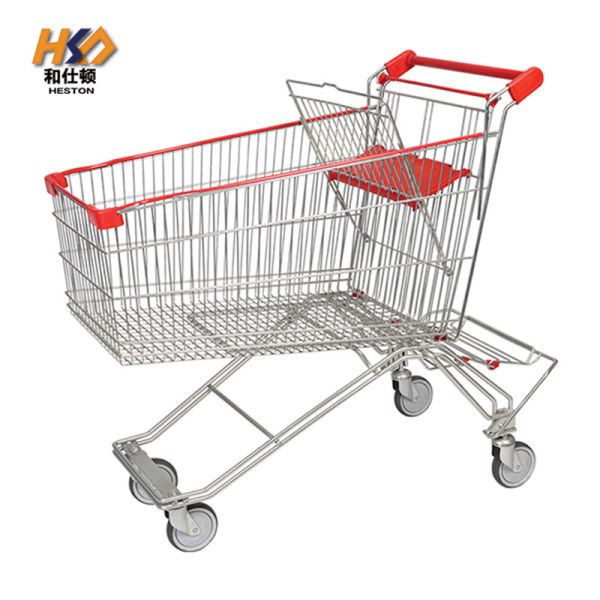 Quality 80 LTR Grocery Utility Shopping Trolley Cart 0.96M With Four Wheels Convenience Store wholesale