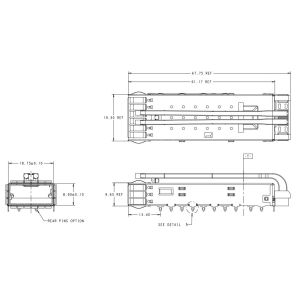 2170773-6 QSFP28 Cage 28 Gb/s Press-Fit Through Hole With Light Pipe