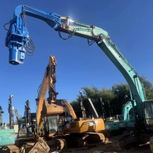 China Excavator Mounted Hydraulic Pile Driver For Solar Panel Construction Project on sale
