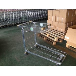 Cheap Retail Warehouse Trolley / cargo trolley with two round embossed logo plate for sale