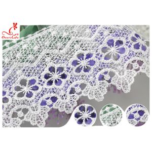 China White 100% Polyester Water Soluble Lace Trim For Clothing Factory on sale