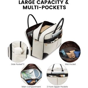 Large Beige Carry On Overnight Duffle Airplane Approved Travel Bag with Laptop