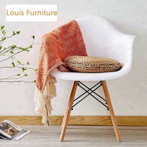 Cheap White Plastic Dining Chairs With Wooden Legs Crossover And Triangular Designed for sale