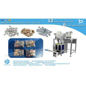 Hardware counting packing machine with 4 vibration bowls and manual belt feeding