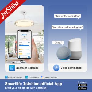 110-240V/50Hz-60Hz LED Ceiling Fan with Retractable Blades 10- and Space-Saving