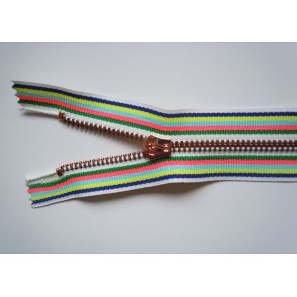 Environmental Protection Sewing Notions Zippers With Colorful Background Fabric For Garment / Bags