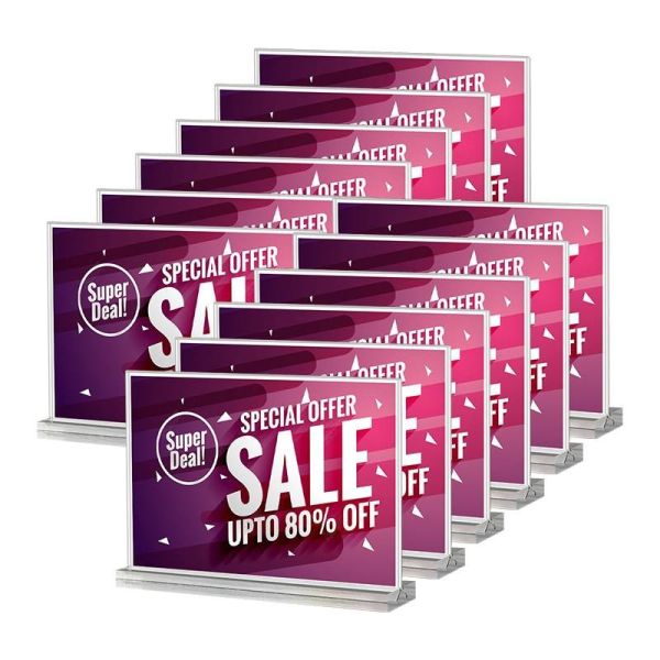 Hospitals Odorless Tabletop Photo Frames T Shape Clear Acrylic Sign Holder