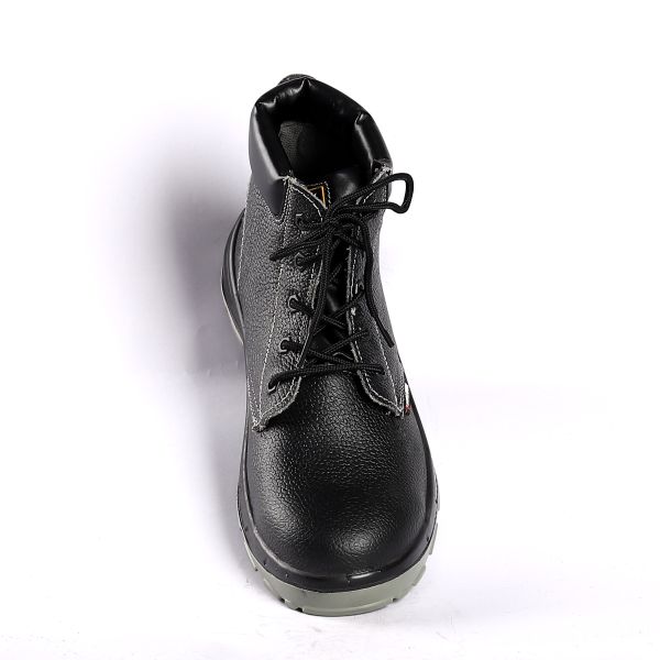 Comfortable Middle Cut Safety Shoes EVA Insole Genuine Leather Upper Shock Absorption