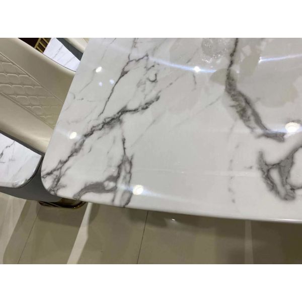 White Household Faux Marble Dinette , Crack Pattern Contemporary Coffee Table Set