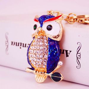 Owl Personalized Bling Wristlet Keychain 50mm Irregular Shaped