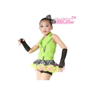 Hip Hop Jazz Tap Costumes / Jazz Dance Outfit With Halter Vest / Zebra Skirt