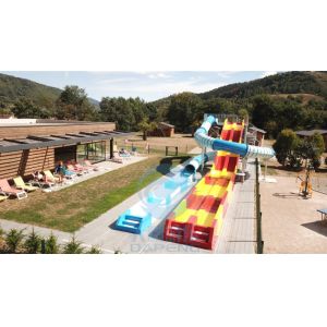 Spiral Enclosed Water Slide Rainbow Racing Pool Slide With Led Light Effect