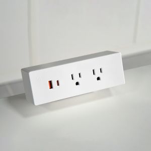 Multi-Functional 2 AC Outlets USB A+C US Power Fast Charge Desktop Clamp Socket Power Strip