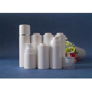 Customized Airless Cosmetic Containers , White Airless Lotion Pump Bottles