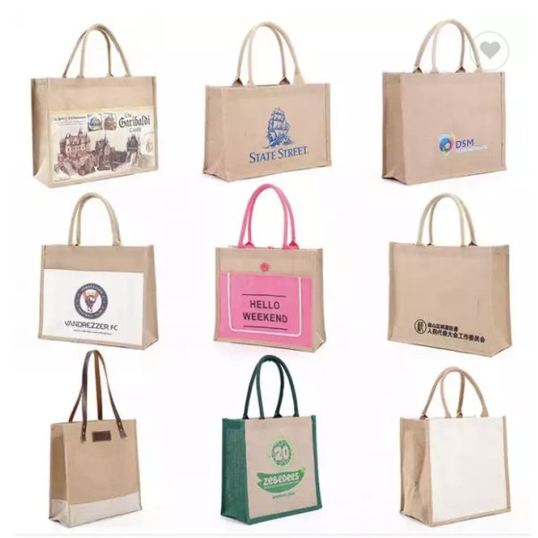 Quality Silk Screen Plain Shopper Shopping Bag Customized Handmade Gift Beach Hemp Jute Bags wholesale