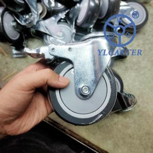 Cheap 4 Inch Lockable Bolt Hole Type Soft TPR Castors Grey Wheel Trolley Casters for sale