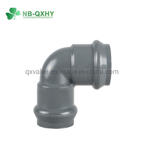DIN Standard Pn10 UPVC Elbow 90deg with Rubber Type From 63mm to 355mm Easy