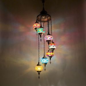 Long staircase chandelier turkish Glass handmade lampshade pendant light(WH-DC