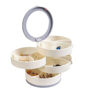 10x10x10cm White Rotating Jewelry Organizer Box for Compact Storage Product