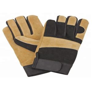 Wear Resistant Leather Safety Work Gloves Elastic Closure Sewn Inside