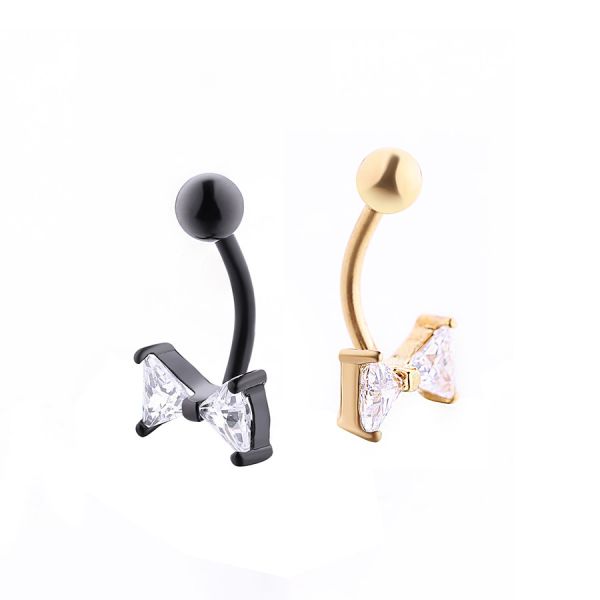 Internally Thread Prong Set CZ Belly Button Ring Dangle Body Piercing Jewelry