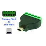 Mini USB Male or Female Jack to 5 Pin Screw Terminal Blocks Connector Adapter