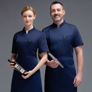 New styles Hot Sale Short Sleeves Black white Chef Coat for Hotel Chef Jacket