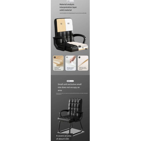 Reception Black PU Leather Office Chair with Revolving and Adjustable Lifting Function