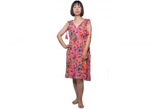 Sleeveless 100 Polyester Satin Summer Pajamas With V Neck At Front And Back