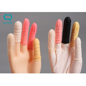 Frosted Translucent Rubber Latex Notched Finger Cots Anti Static