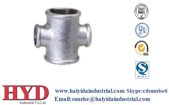 Quality BEADED Cross black malleable iron pipe fitting cast iron UL factory wholesale