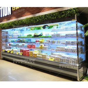 4 Shelves Drinks Display Open Chiller With Night Curtain And LED Illumination